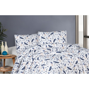 Housse de couette + taie(s) oreiller "Plume" 100% coton imprimé.