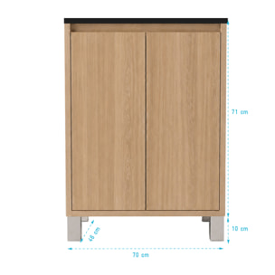 Pack Meuble Salle de Bains 70cm Chêne Clair 2 Portes avec Vasque Céramique Noire - XENOS