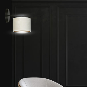 Applique Hilde in acciaio nero con paralume bianco