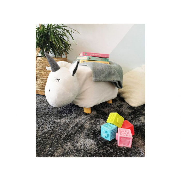 Pouf enfant Licorne en tissu doux - LICORNE