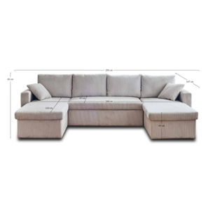 Cyrus - canapé panoramique en U - 7 places - convertible avec coffre - en velours côtelé - Gris foncé