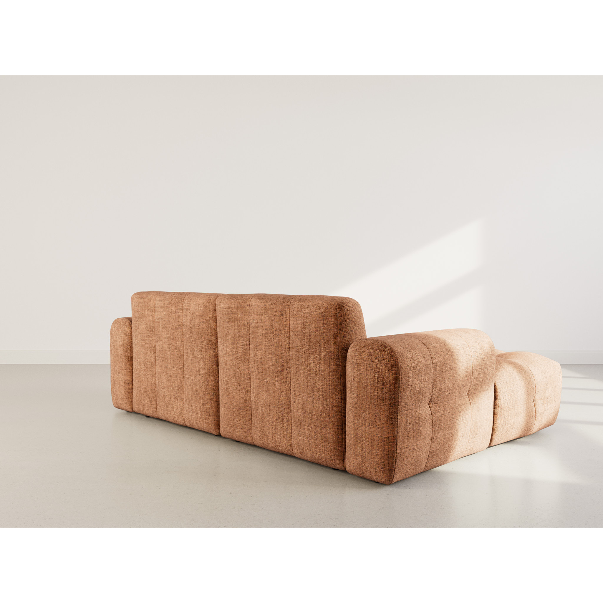 Diane - Canapé d'angle gauche 4 places en velours texturé - Terracotta