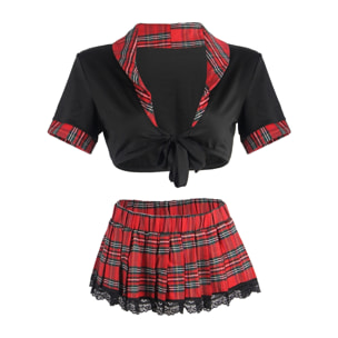 Uniforme estudiante top corto y falda plisada estilo universitario traje de cosplay