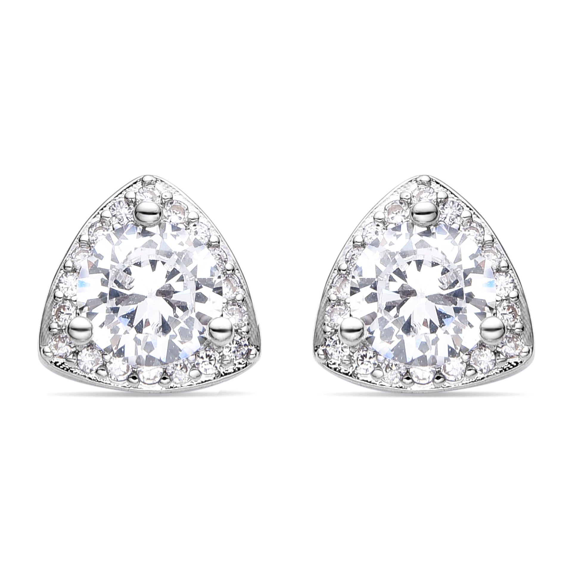 Pendientes de Circonita Brillante acabados en rodio