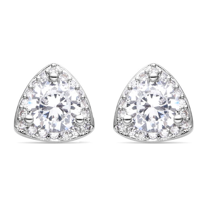 Pendientes de Circonita Brillante acabados en rodio