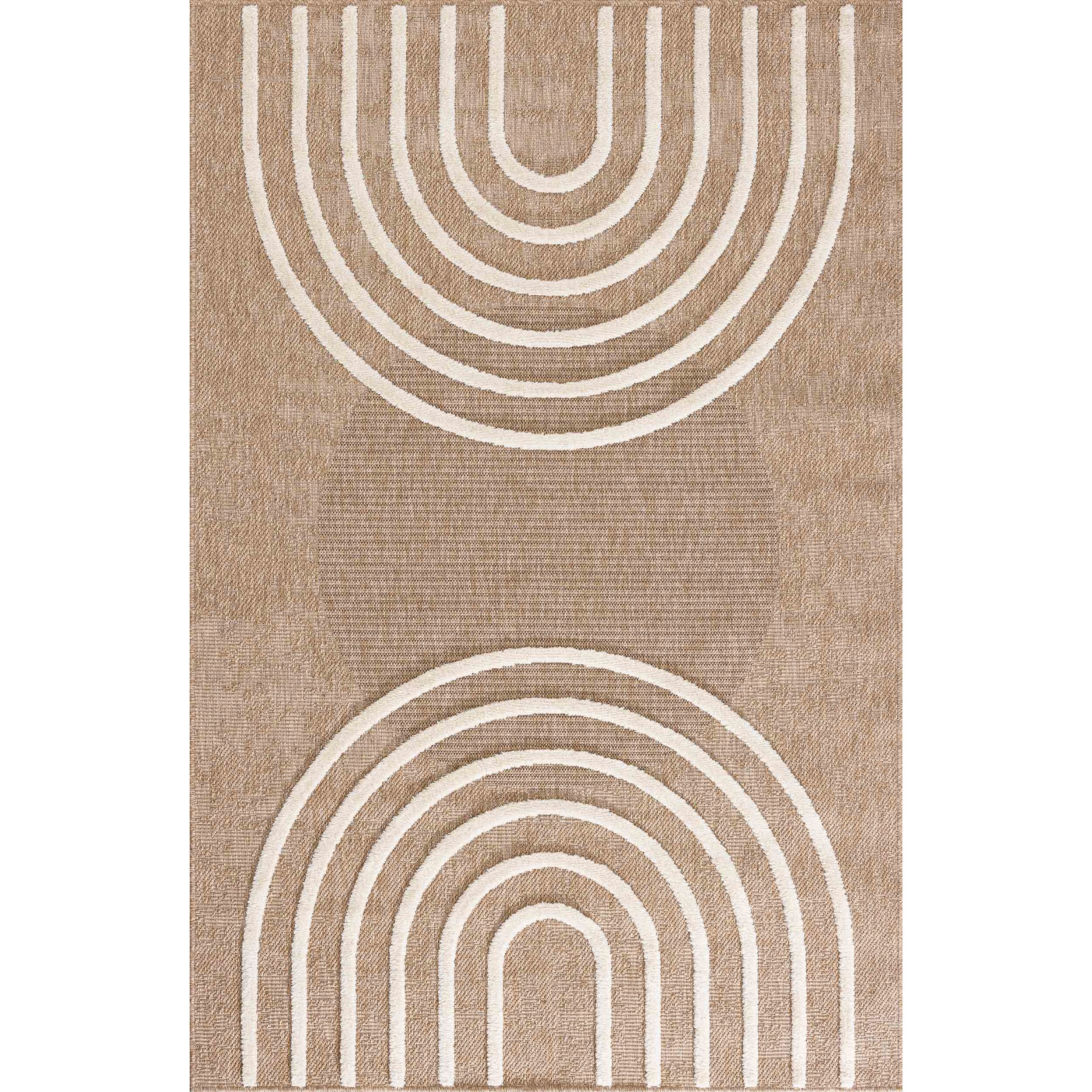 PALMA - Tapis aspect jute à motif arc en relief - Blanc