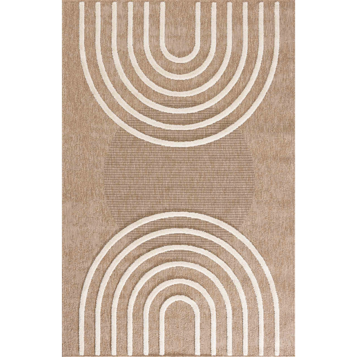 PALMA - Tapis aspect jute à motif arc en relief - Blanc