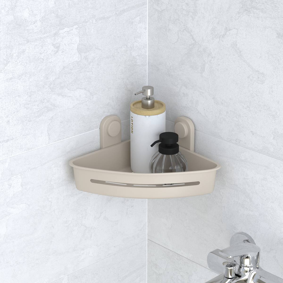 Étagère d'angle 1 niveau pour douche Easibath beige