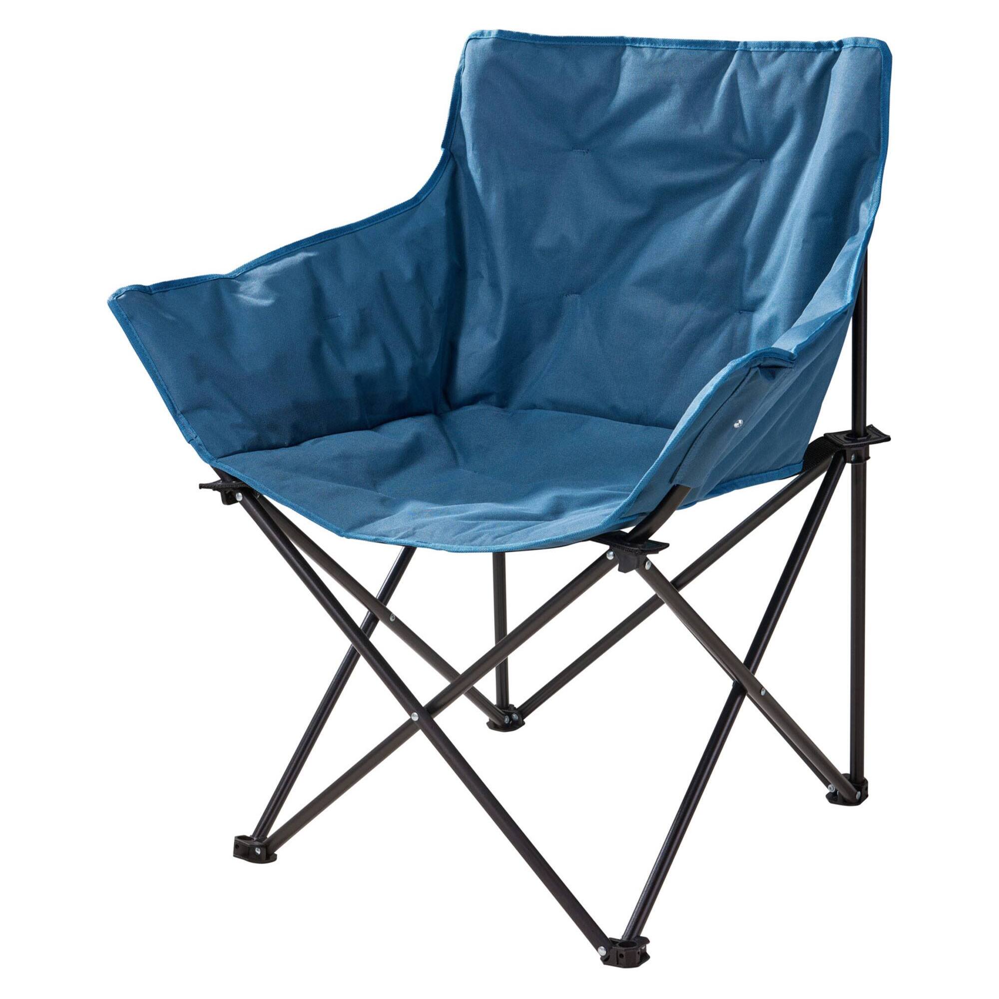 Well Home Silla de camping deluxe 70x52x82cm acero negro, tejido 600x300D, hasta 120kg, con bolsa de transporte