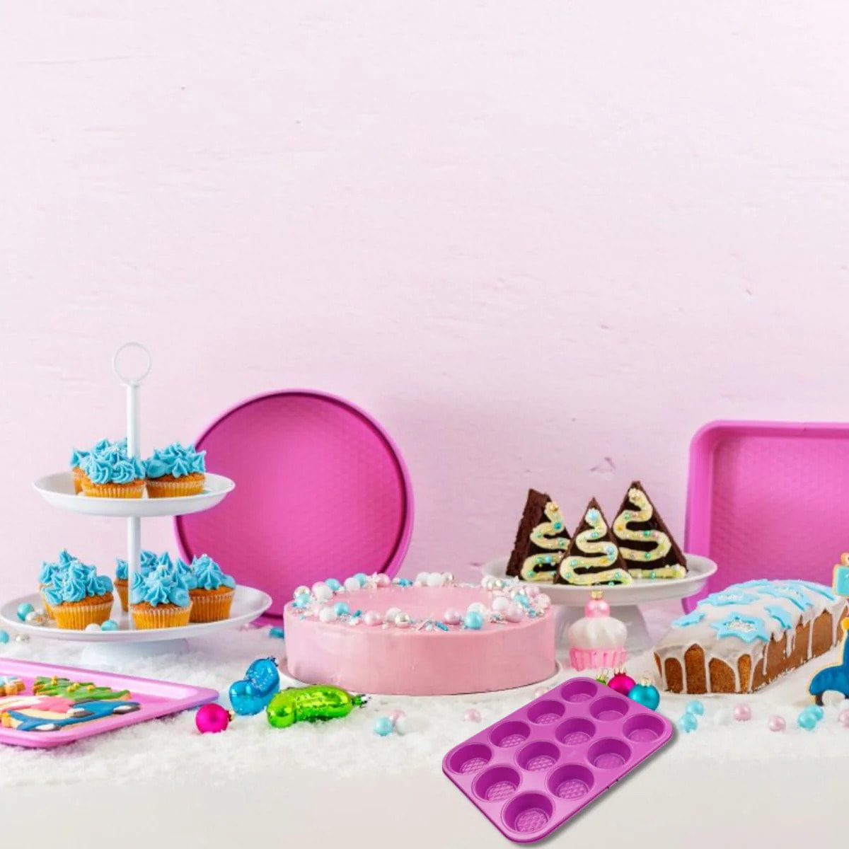 Ensemble de 4 moules fuchsia de 23 à 38 cm Tasty Pâtisserie