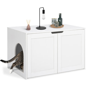 Maison de toilette pour chat blanche litière intégrée