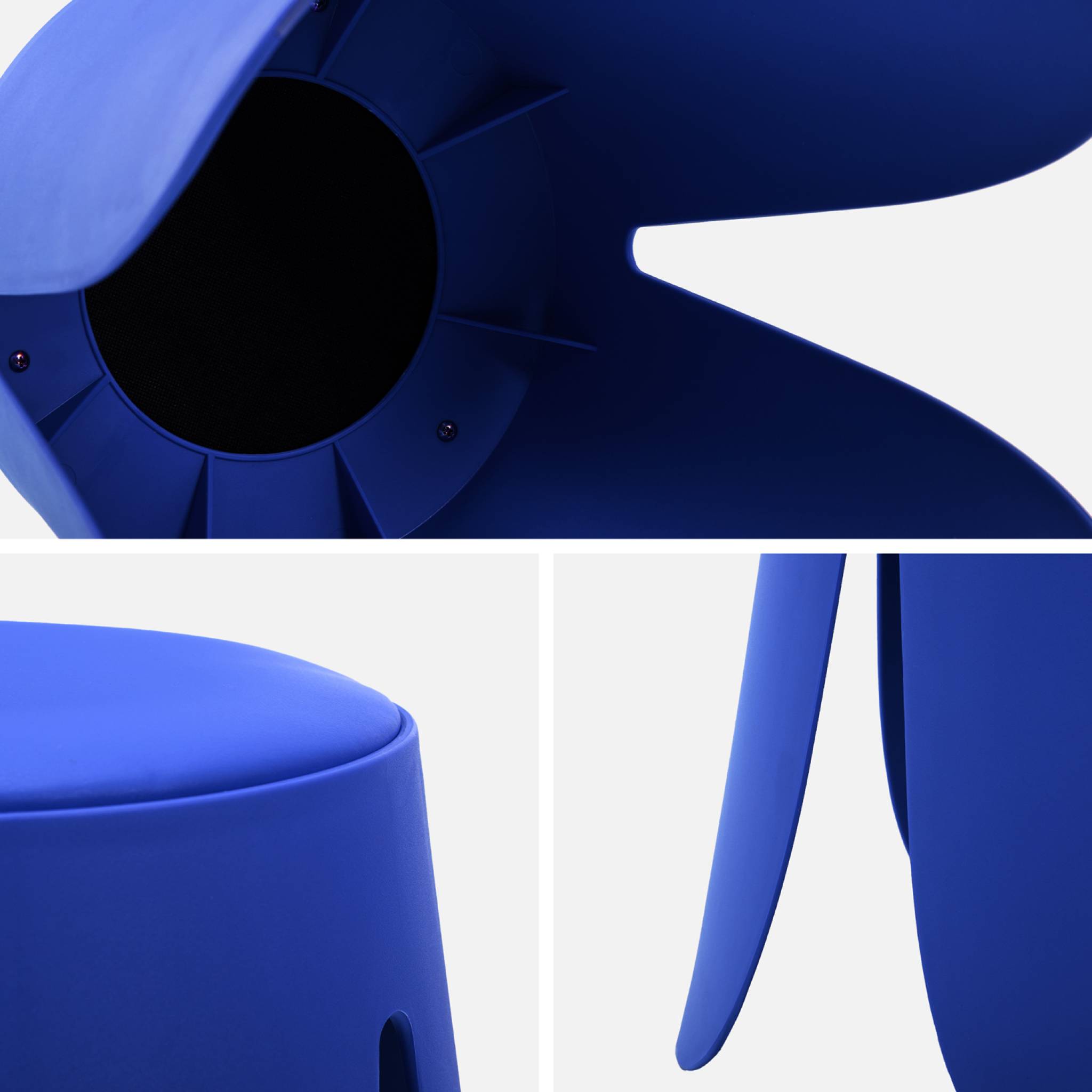 Set de 4 tabourets empilables simili cuir bleu. Niki Ø30 / 44 x H46cm