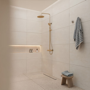 Colonne de douche Thermostatique finition Or Doré Brossé 133x26x52 cm - MOLLY GOLD