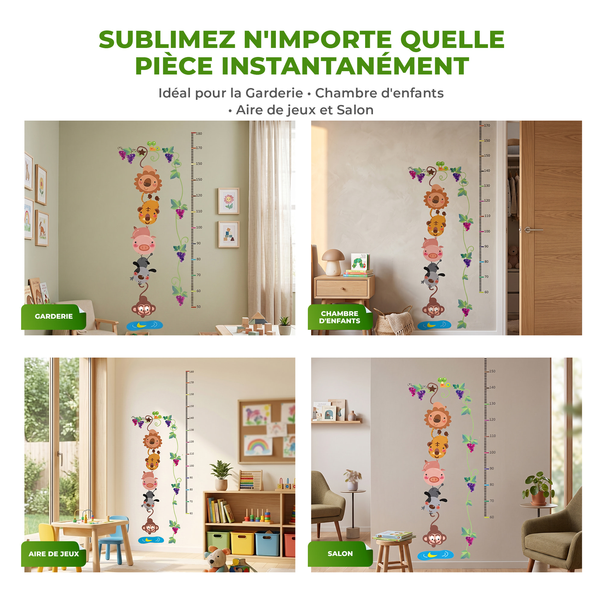 Stickers Muraux décoration adhésifs toise cochon et lion