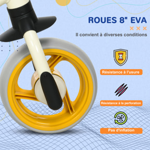 Draisienne enfant selle réglable roues EVA charge max. reco. 25 Kg acier crème