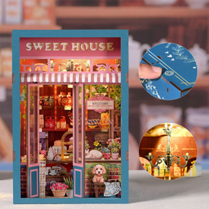 Recogida de dulces. Book Nook de madera, diseño 3D realista con gran detalle, luces led y 162 piezas.