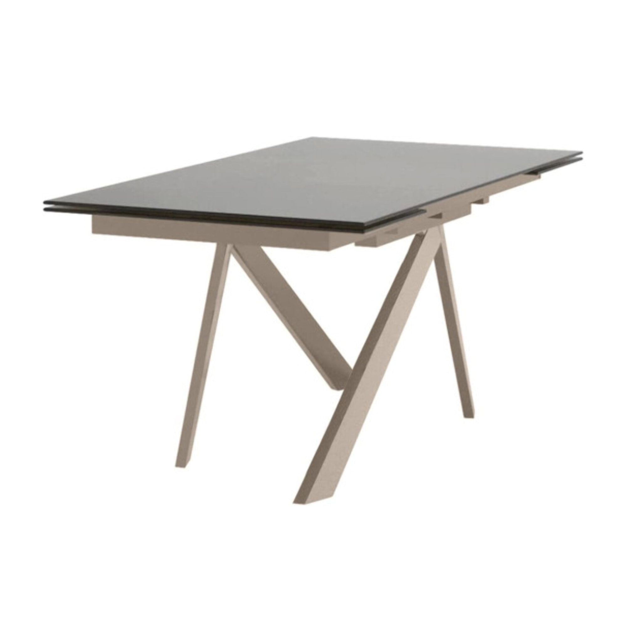 Table de repas extensible verre trempé piétement métal 160/240 cm - BOLTON
