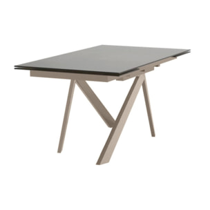 Table de repas extensible verre trempé piétement métal 160/240 cm - BOLTON