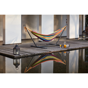 Hamac sur pied 2,6 m avec toile en tissu multicolore SAGUEDO