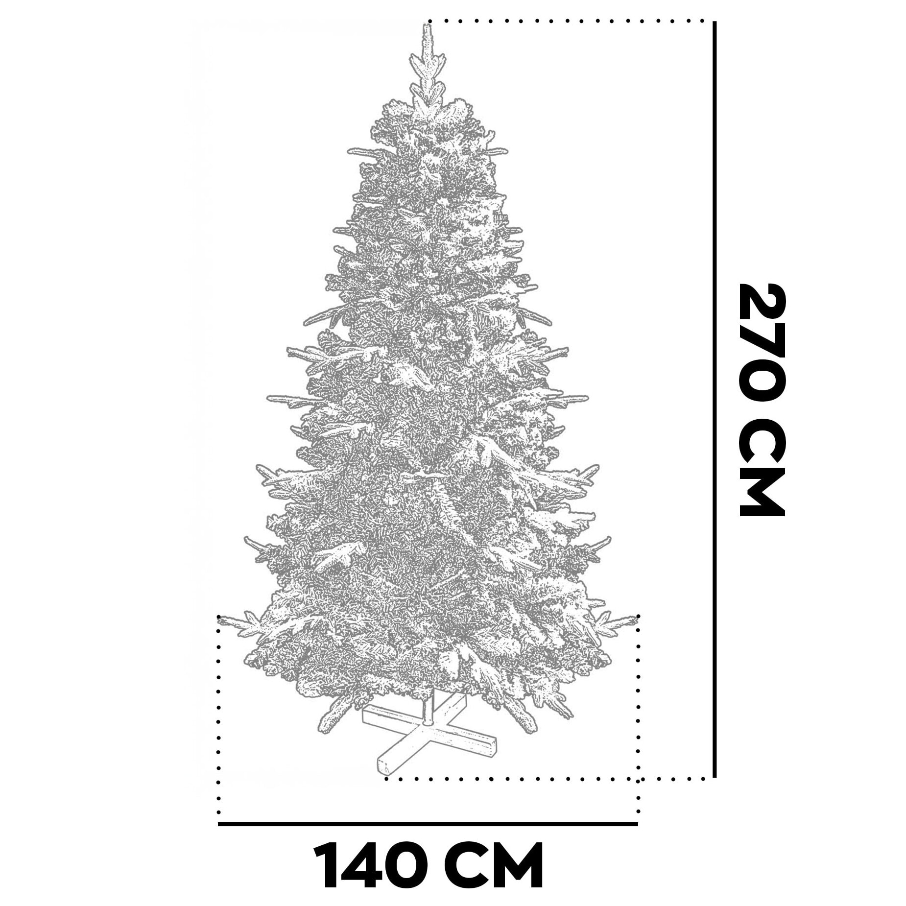 Donder - Albero di Natale innevato effetto realistico in PE e PVC ø140x270H, 1800 rami