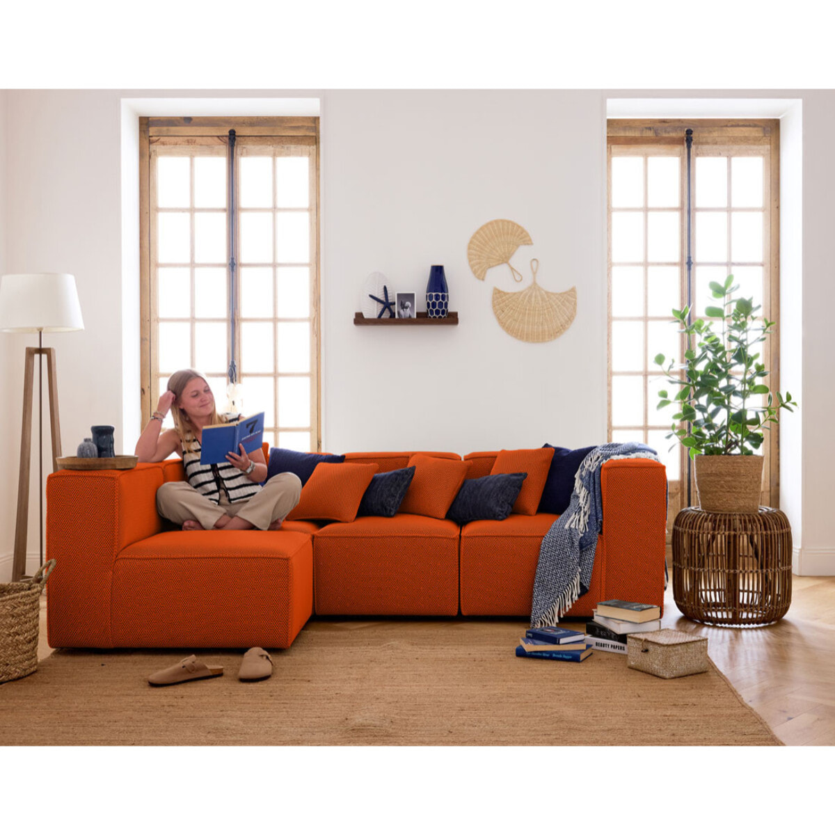 Arty - module d'assise droit - en tissu mailles 3D - Orange