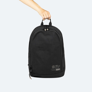 Mochila Sostenible de Doble Compartimento Negra TECA RECYCLED. BACKPACK.