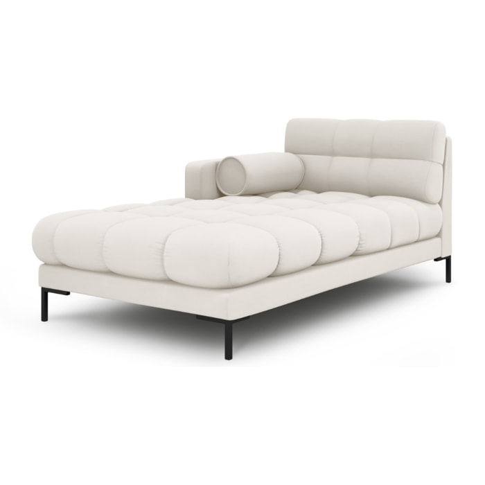 Méridienne gauche "Bali" en tissu structurel beige clair