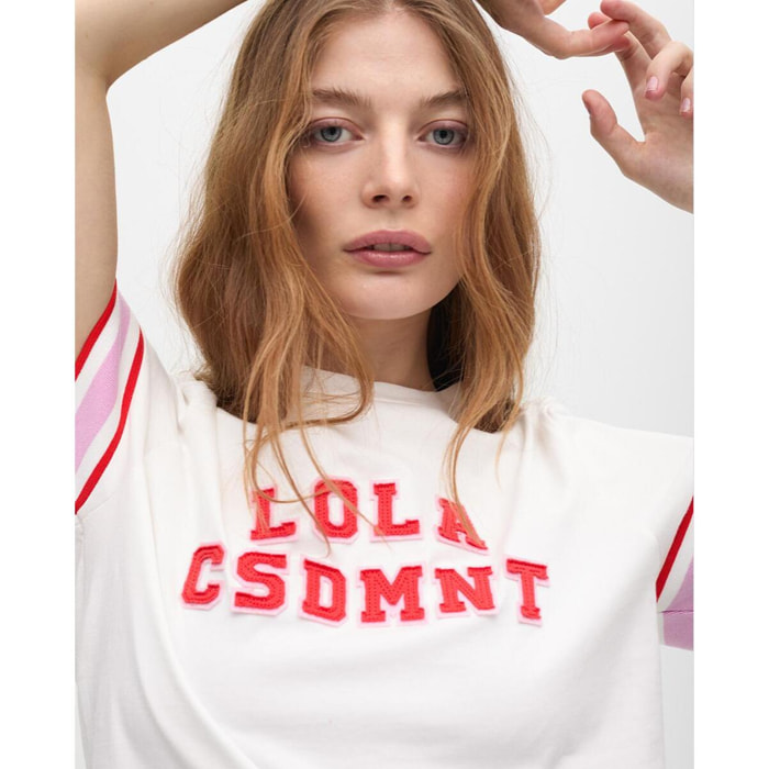 T-shirt con Dettagli a Coste sulle Maniche