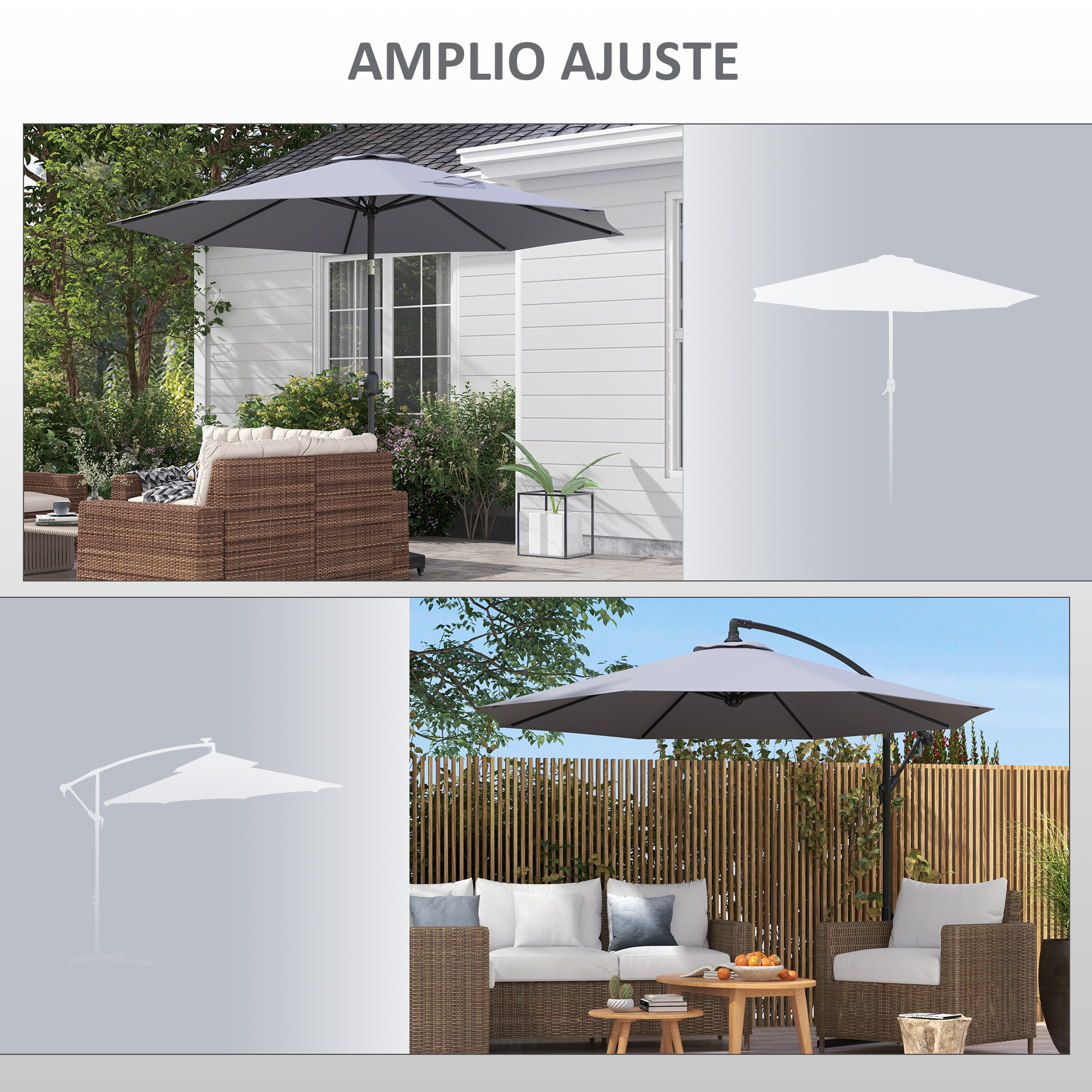 Toldo de Recambio de Sombrilla de 3 m Toldo de Repuesto para Sombrilla de Patio con Ventilación Superior Cubierta de Repuesto para Parasol de Poliéster para Exteriores Gris