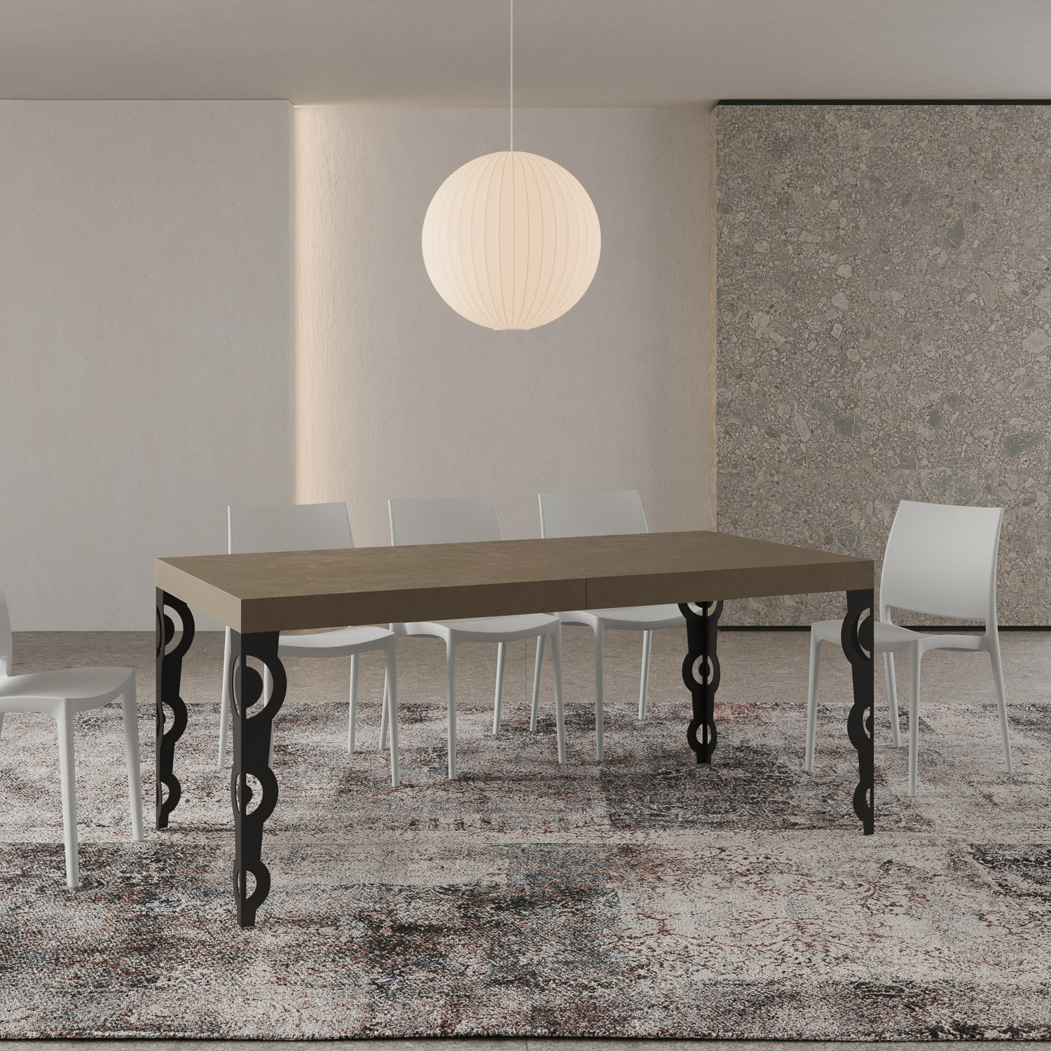 Tavolo allungabile 90x180/440 cm Karamay tortora gambe antracite