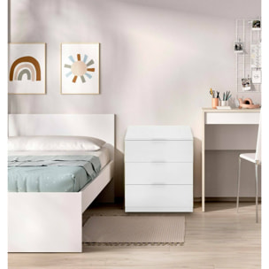 ComodinoArnad, Comò basso, Tavolino da notte, Mensola da letto, 50x34 h58 cm, Bianco