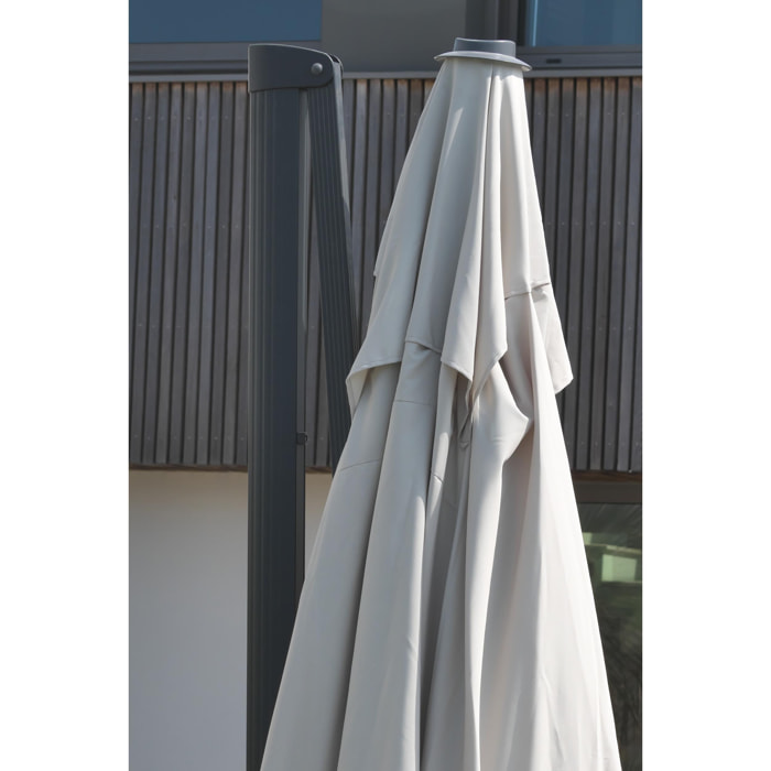SEVILLA - Parasol avec pied excentré en acier et toile grise