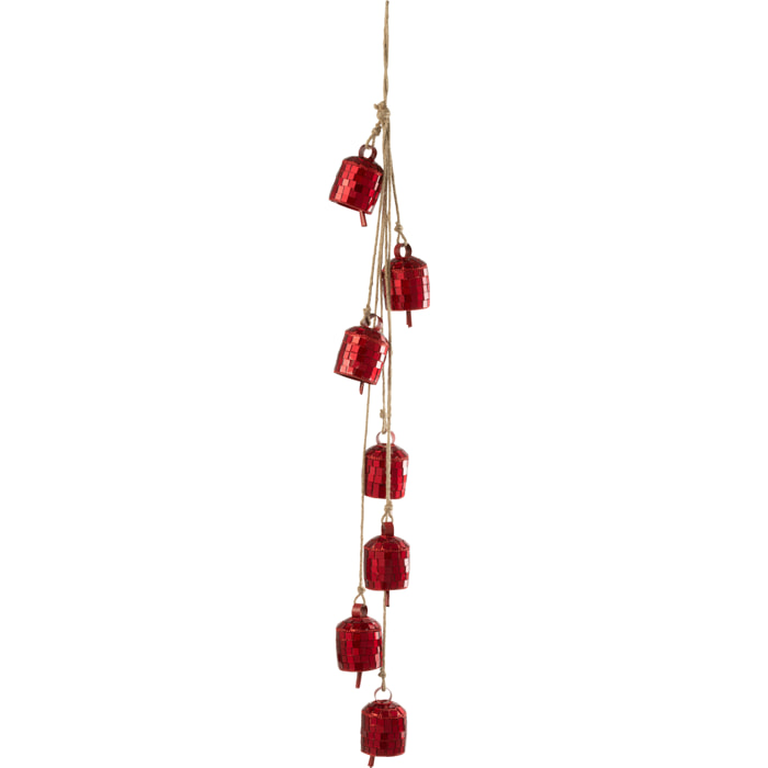 J-Line suspension 7 Cloches Miroir - acier - rouge