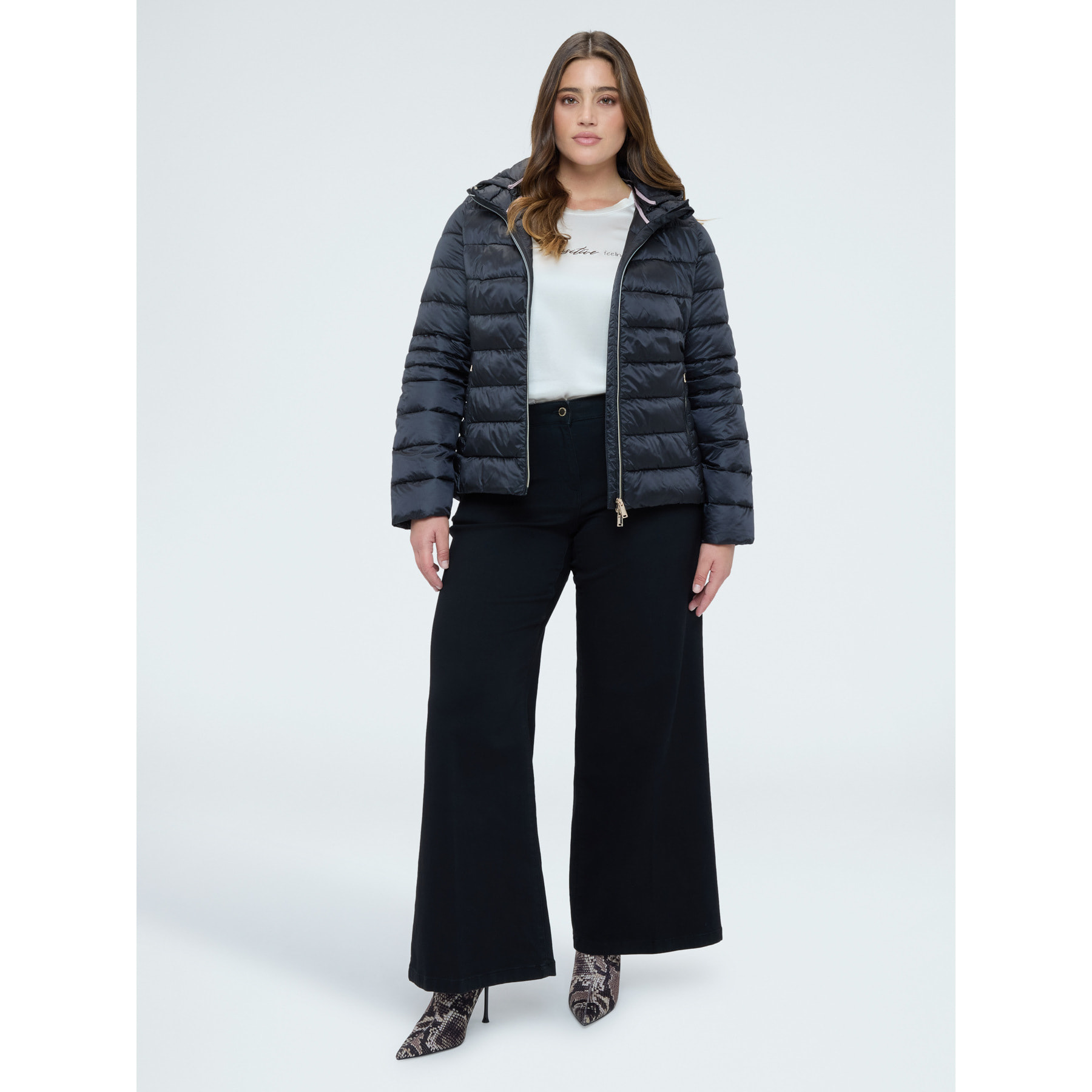 Fiorella Rubino - Plumífero acolchado con capucha desmontable - Negro