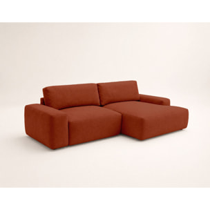 Tama - Canapé d'angle droit 4 places convertible avec coffre en tissu - Terracotta