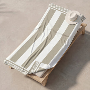 Telo mare in spugna jacquard, 90x165 cm, 100% cotone egiziano, morbido e super assorbente, asciugamano spiaggia grande con bordo greco elegante, resistente e certificato OEKO-TEX, ideale per mare piscina spa e viaggio