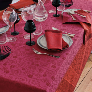 Serviette pur coton motif jacquard rouge Cassidy berry