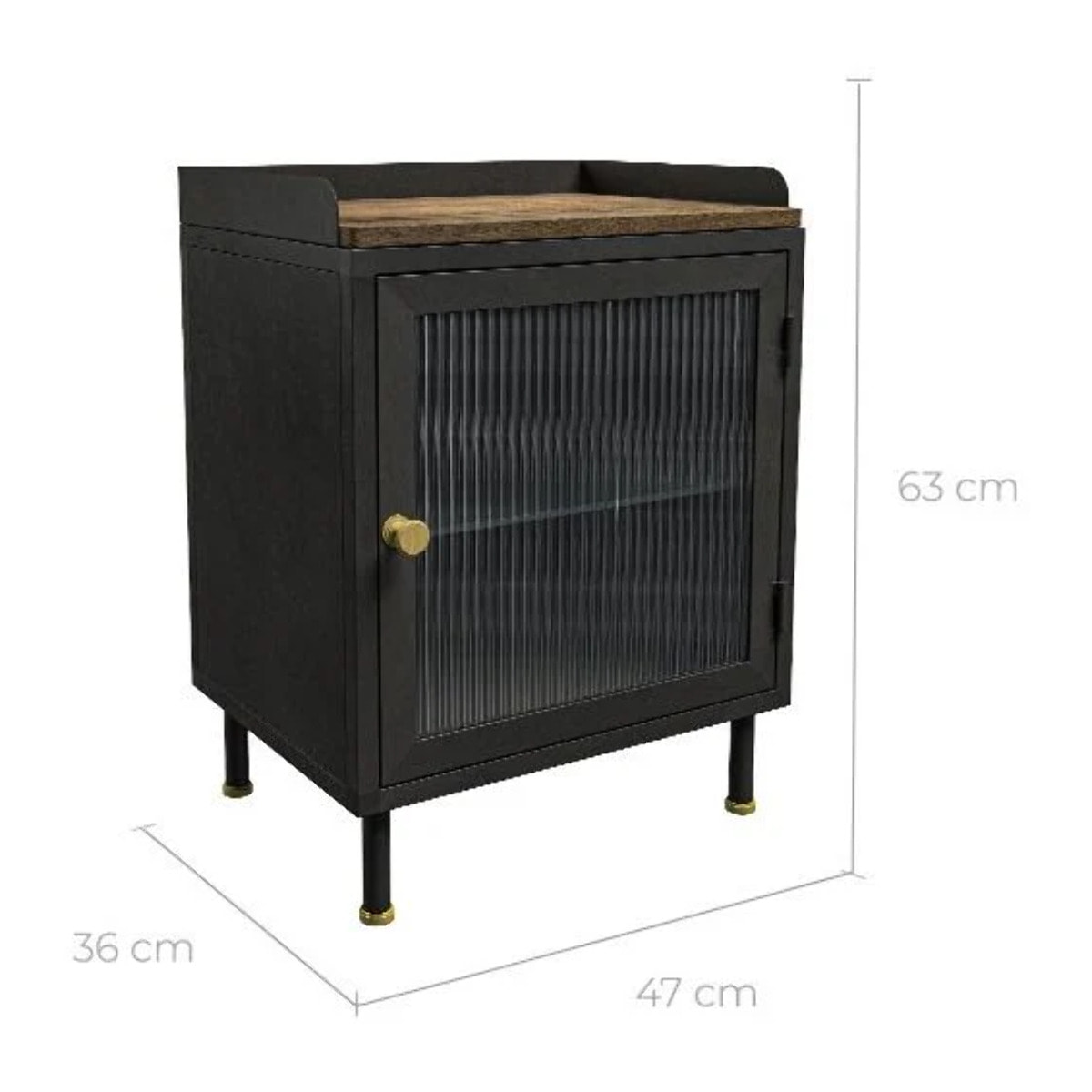 Table de chevet en métal gris métallisé - Gauthier