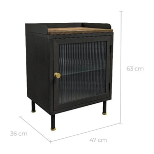 Table de chevet en métal gris métallisé - Gauthier