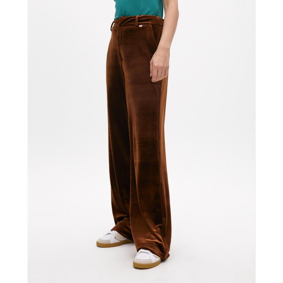 Pantaloni Ampi in Velluto con Righe Laterali