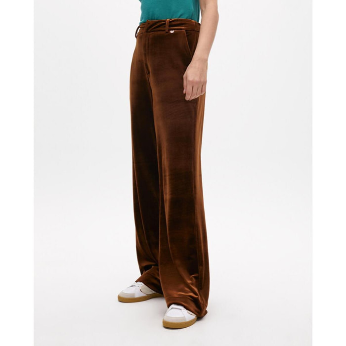 Pantaloni Ampi in Velluto con Righe Laterali