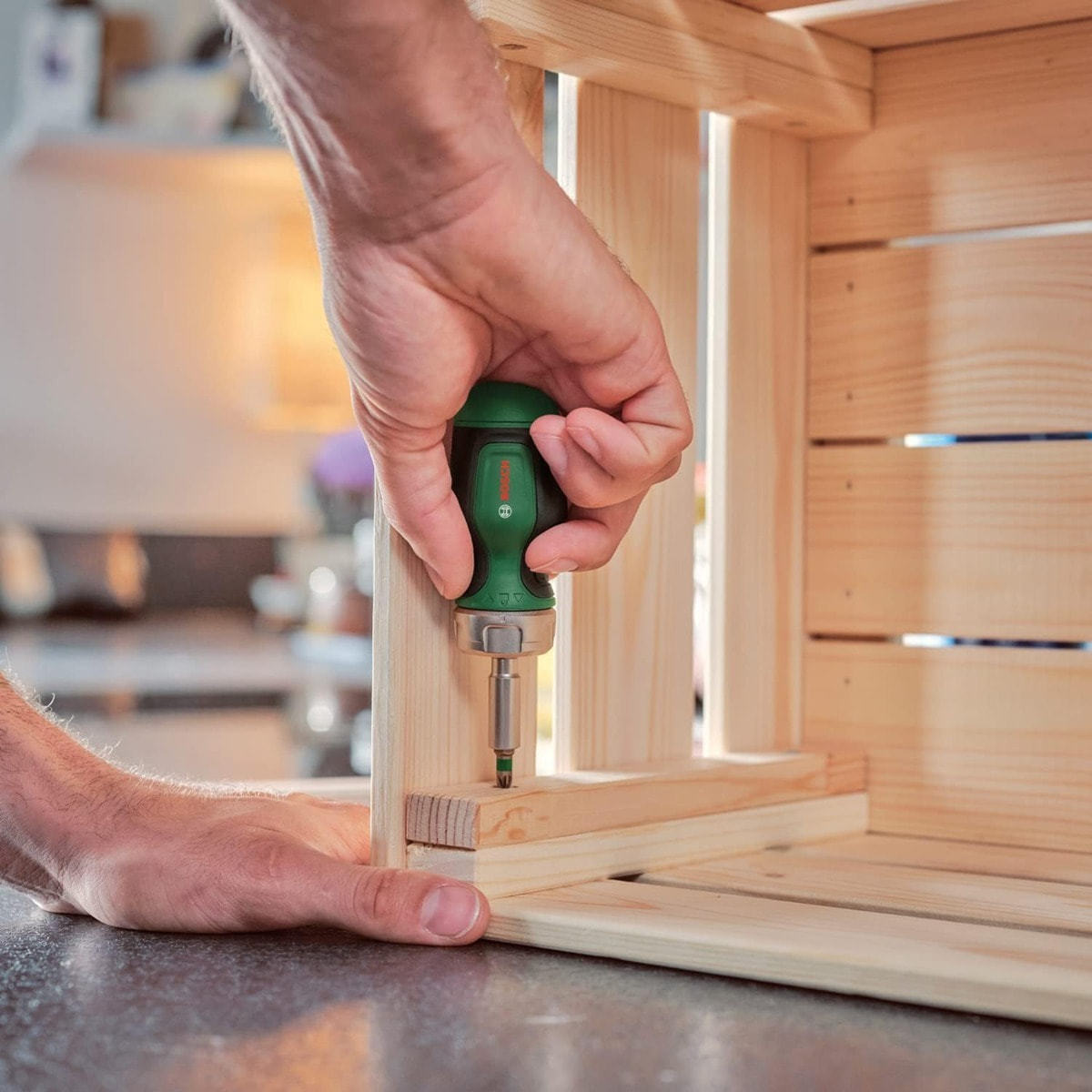 Tournevis court à cliquet avec 6 embouts - BOSCH - 1600A032UY