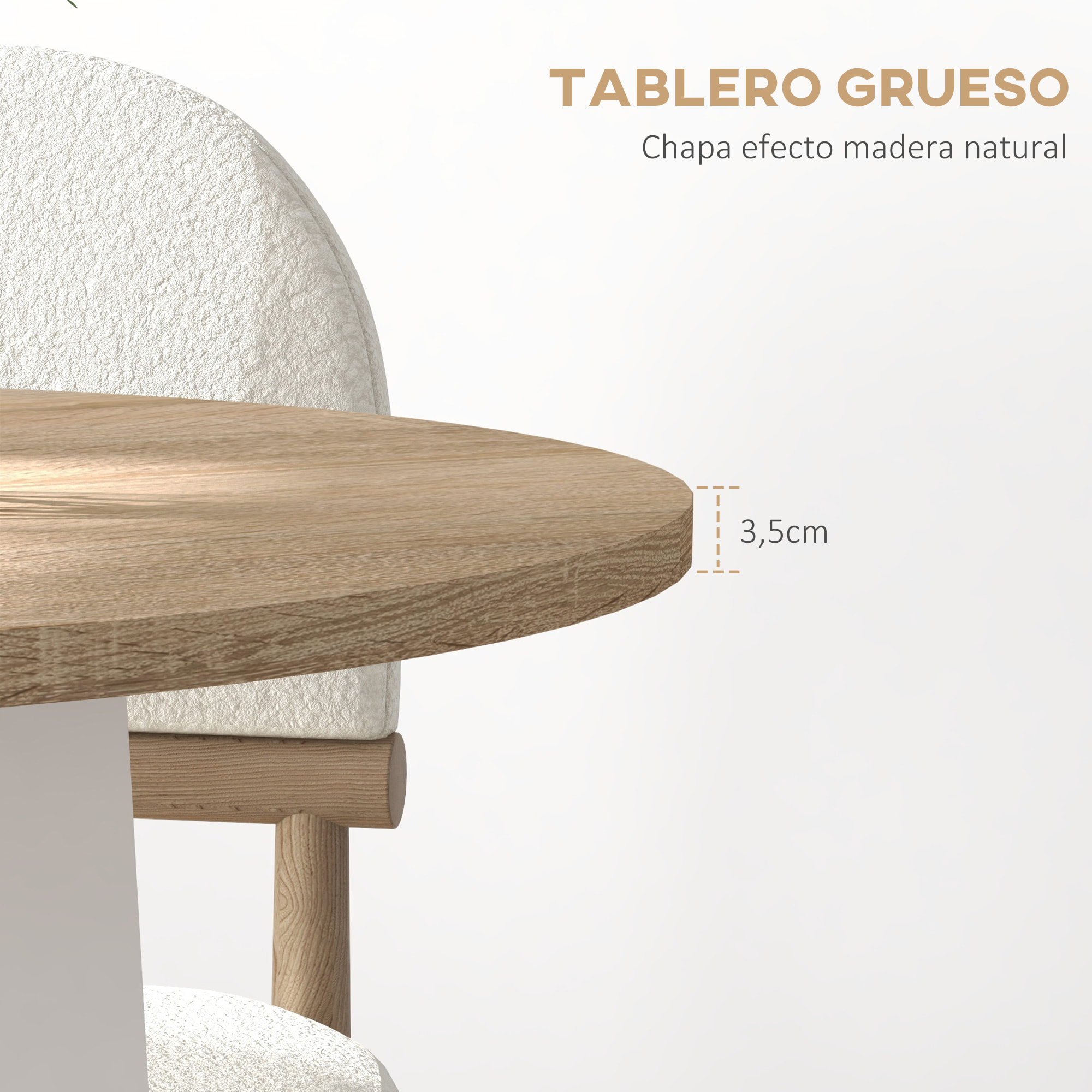 HOMCOM Mesa de Comedor Redonda para 4 Personas Mesa de Cocina Moderna con Tablero de Madera y Base de Acero Cruzada para Salón Ø80x75 cm Roble