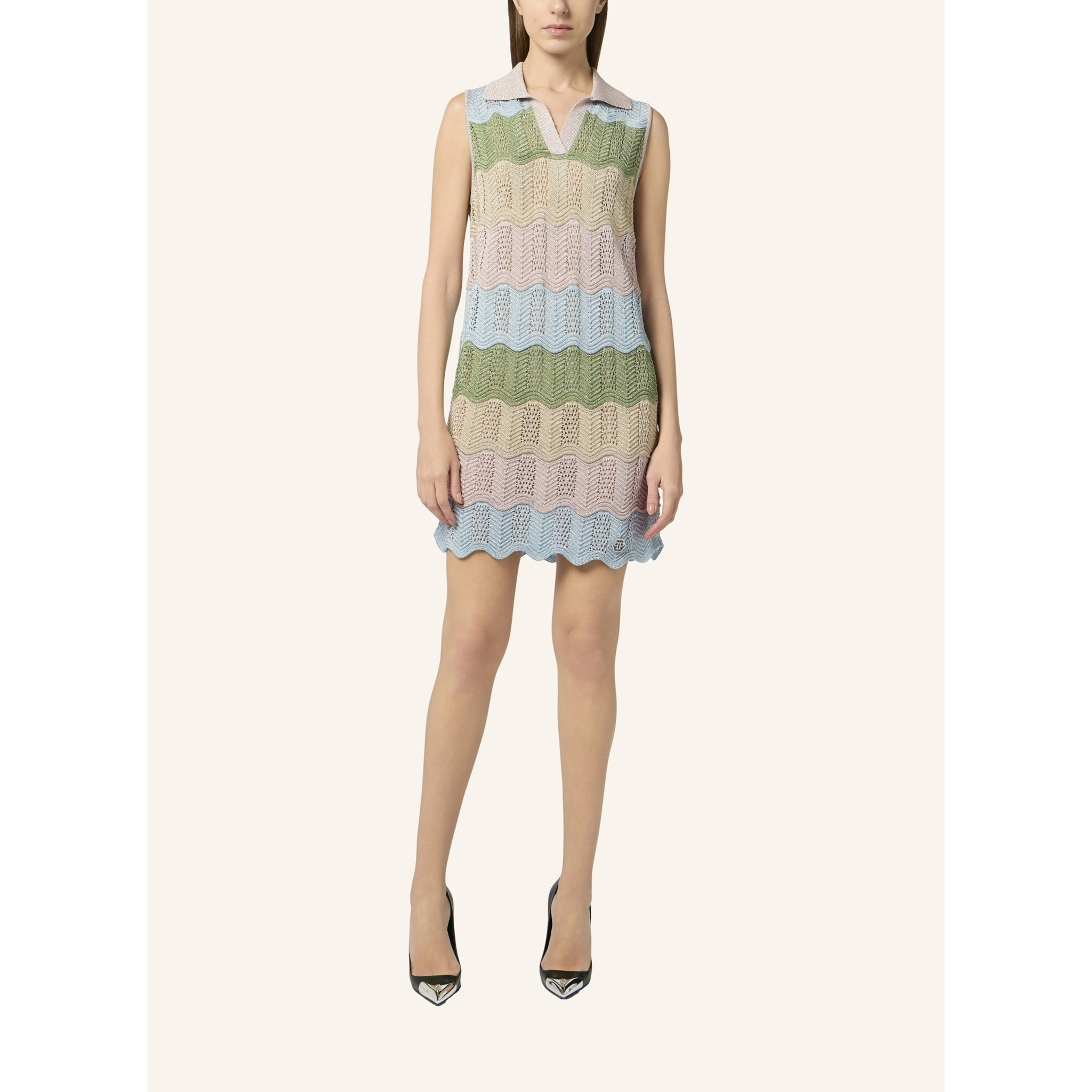 PHILIPP PLEIN Polo Neck Mini Dress Color Wave