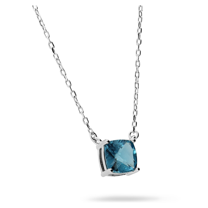 Collana in Argento 925 con Ciondolo in Pietra Prisma Gem Blu
