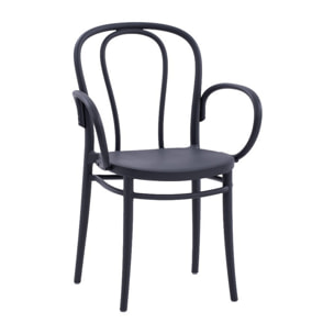 Set di 4 sedie NEWCASTLE in polipropilene antracite con braccioli, impilabili