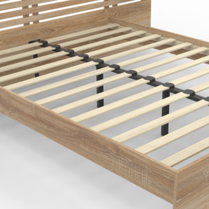 Lit Rosalia 140x190cm tête de lit tasseaux et tablettes