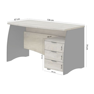 Mesa de escritorio Elan 3 cajones Roble Alaska - Gris Antracita