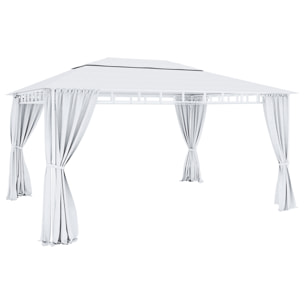 Gazebo Da Giardino 3x4 M Con Tende Laterali Richiudibili Struttura In Acciaio Robusto Copertura Impermeabile 180 g/m² 4 Teli Laterali Esterno Bianco