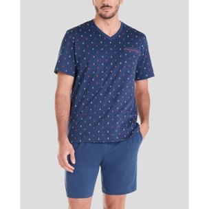 Pijama corto hombre anclas cómodo y fresco